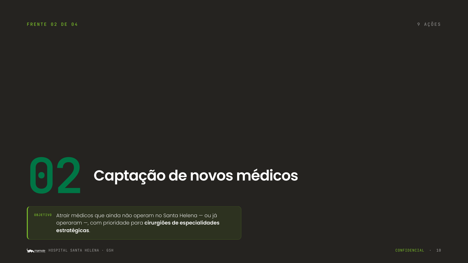 Página 10 da apresentação Plano de Ações Estratégicas Santa Helena