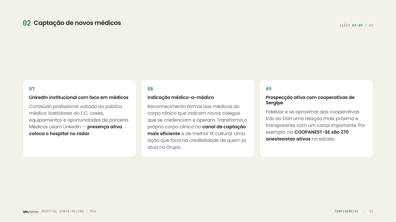 Página 13 da apresentação Plano de Ações Estratégicas Santa Helena
