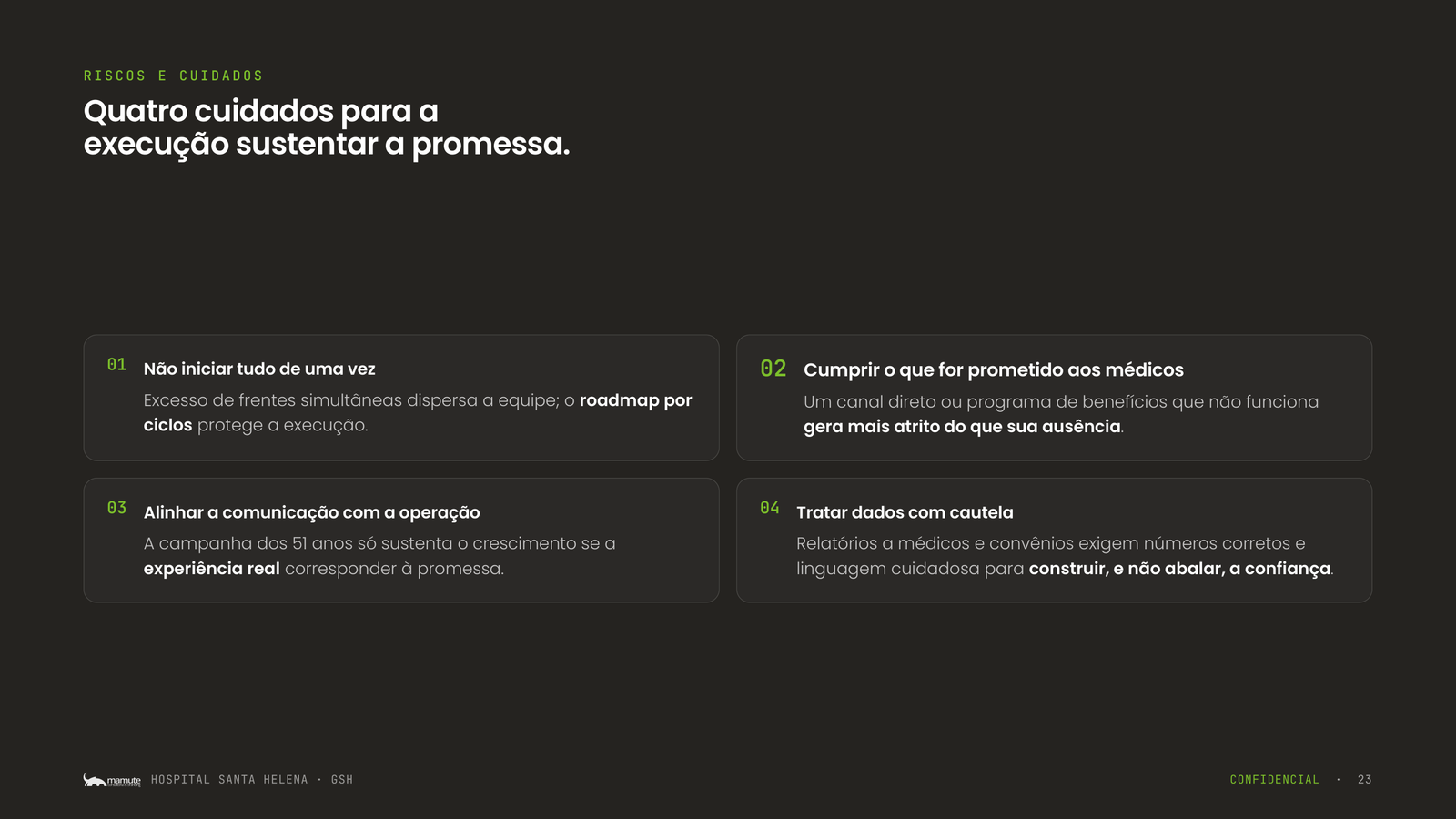 Página 23 da apresentação Plano de Ações Estratégicas Santa Helena